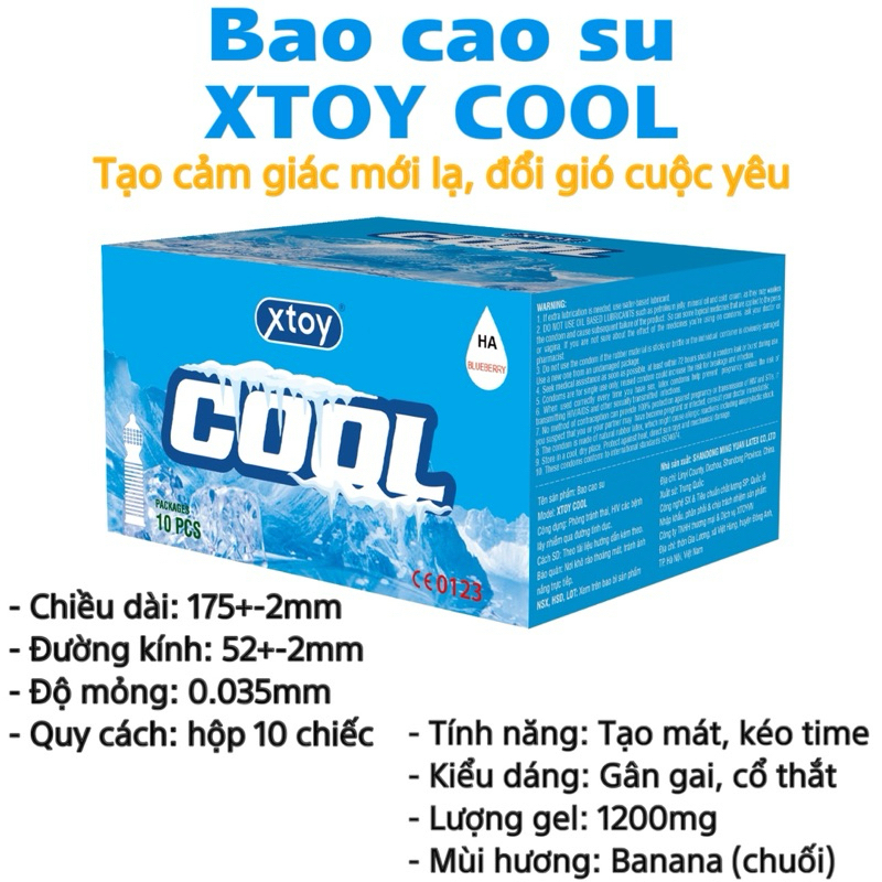 Bao cao su 001 XTOY siêu mỏng 0.01mm nhiều gel có gai bi kéo dài thời gian quan hệ