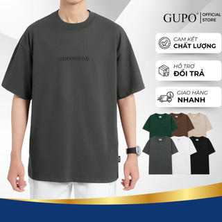 Áo thun oversize unisex gupowear local brand logo in dập nổi tay ngắn cổ tròn cotton 280 gsm
