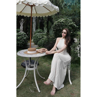 ( Hàng có sẵn ) Đầm maxi ren cổ yếm