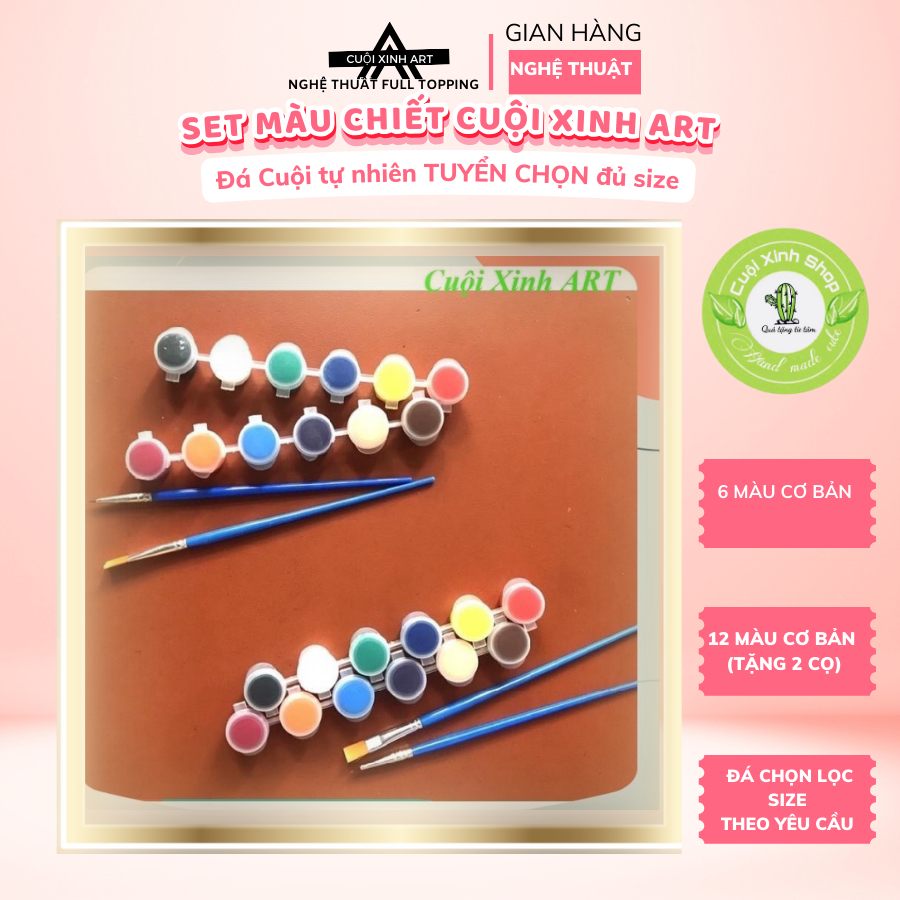 Màu acrylic  set 12 màu acrylic vẽ đá cuội