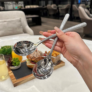 Thìa inox cán dài chống gỉ sáng bóng, muỗng inox ăn súp đầu tròn thiết kế sang trọng hiện đại