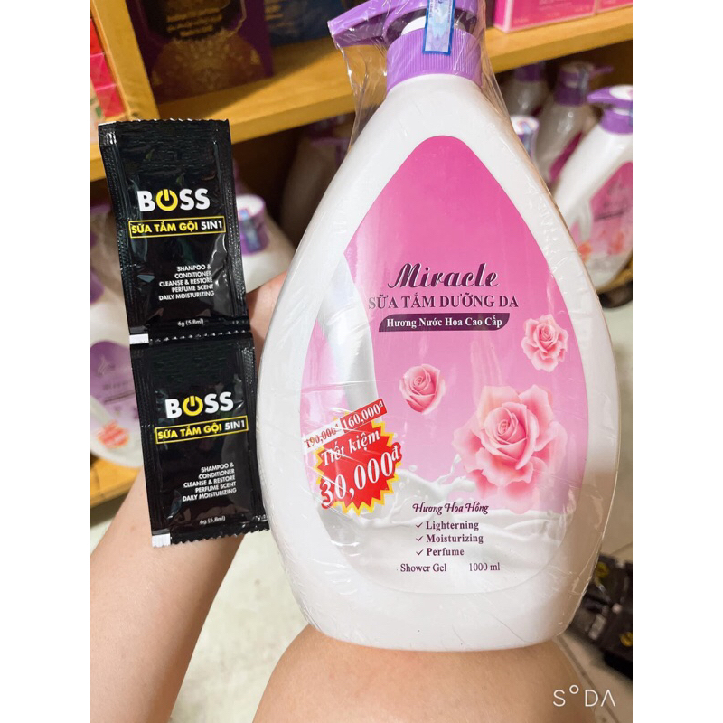 (TẶNG KÈM SỮA TẮM BOOS) SỮA TẮM DƯỠNG DA MIRACLE 1000ml