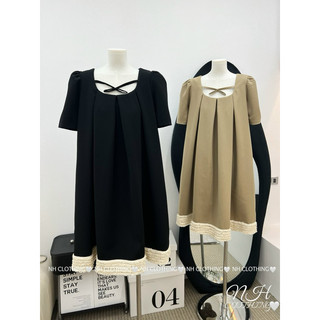 Váy xếp li nơ cổ sm