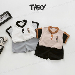  Set quần áo cộc tay cổ tàu chất cotton thoáng mát thấm hút mồ hôi phối quần kaki cho bé từ 8-25kg 4038BHB