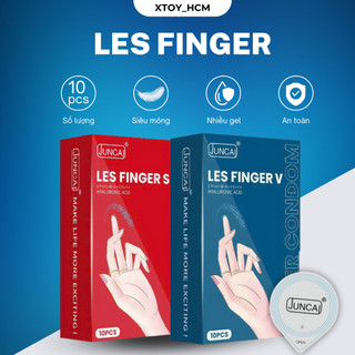 Bao cao su ngón tay Juncai LES FINGER hộp 10 cái siêu mỏng nhiều gel hương hoa quả dịu nhẹ