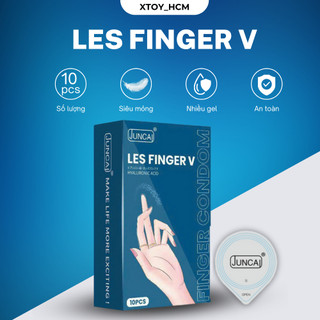 Bao cao su ngón tay Juncai LES FINGER - V hộp 10 cái siêu mỏng nhiều gel hương vani dịu nhẹ