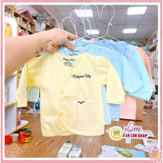 Áo sơ sinh dài tay cotton cài chéo Minky/Noubaby cho bé sơ sinh tới 9kg đủ size