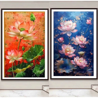 Tranh thêu kín Hoa Sen - kích thước:50x85cm