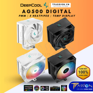 Tản nhiệt khí cpu deepcool ag500 digital / ag500 bk wh digital led argb - hiển thị nhiệt độ - chính hãng, 5 ống đồng