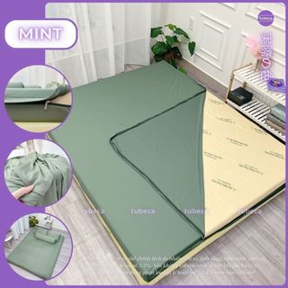 Drap bọc nệm cao su non thun lạnh ý | 2 mặt kéo khóa | 1m 1m2 1m4 1m6 1m8 | nệm 10cm | ty2 | tubeca