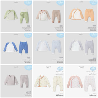 NOUS Bộ dài cài lệch Newborn sơ sinh NOÛS cho bé