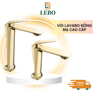 Vòi rửa mặt đồng mạ vàng cao cấp vòi lavabo dương bàn chính hãng lebo