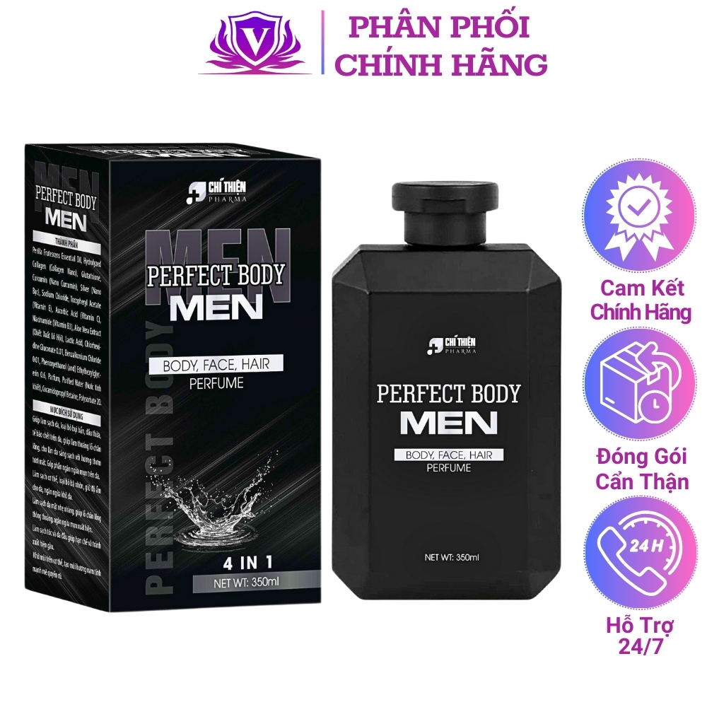 Sữa Tắm Gội Nam 4 in 1 Perfect Body Men Chính Hãng 350ml Hương Nước Hoa Thơm Lâu Tắm Gội Đầu Rửa Mặt Vệ Sinh Vùng Kín