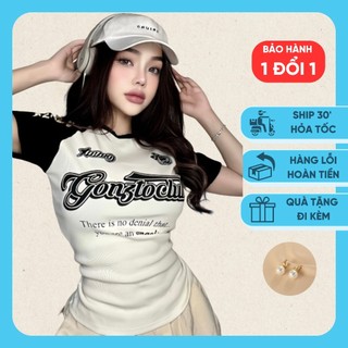 Áo thun Baby Tee tay kiểu raglan  in chữ phong cách KZ ALIEN A5733