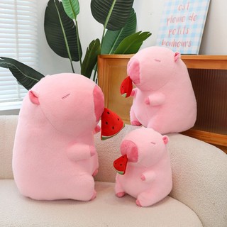 Gấu Bông Capybara Hồng Rút Dưa Hấu Hottrend - Chuột Lang Nước Capybara Đồ Chơi Quà Tặng Ý Nghĩa