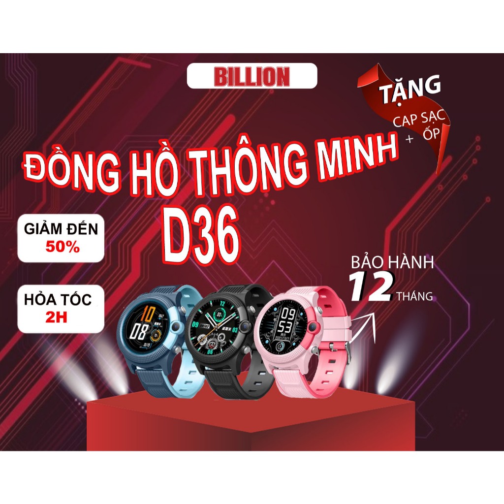 Đồng hồ thông minh trẻ em D36 Nghe gọi Video Nhắn tin Định vị Có Tiếng Việt Chống nước Đo bước chân 