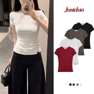 [Bản cotton] Áo ôm body cổ tròn basic vải cotton thắt eo Justdun C6