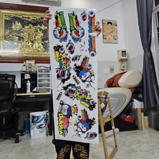 Tem logo sticker mèo máy zombie doraemon khổ lớn dán trang trí xe máy, xe điện