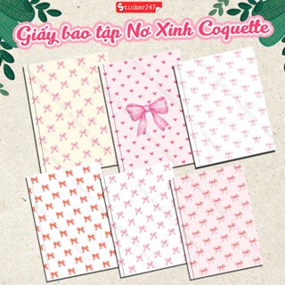 Giấy Bao Tập Hoạ Tiết Nơ Nhí, Ribbon Coquette 🌈Freeship Giấy Bọc Vở, Bao Vở Tập  A5,B5, Campus, Tập Học Sinh, Bao Sách