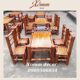 Bàn ghế tre , ghế tựa bộ 1 bàn 4 ghế , 1 bàn 6 ghế bền đẹp chắc chắn