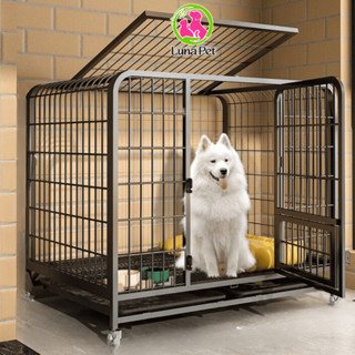 Chuồng chó lớn NAN ỐNG Luna Pet - Chuồng lồng nuôi chó lớn sơn tĩnh điện có bánh xe