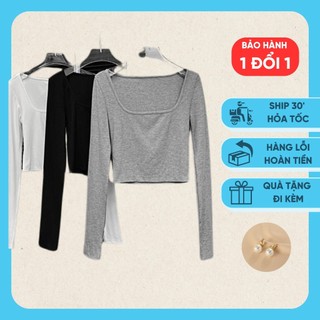 Ship hoả tốc áo phông dáng crop cổ vuông basic dễ phối đồ hàng loaị 1