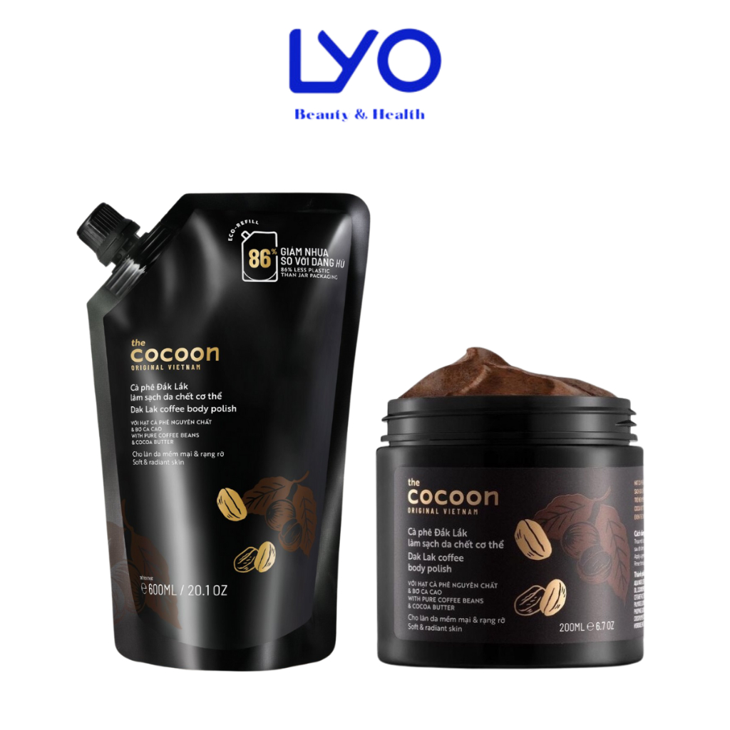 Tẩy Da Chết Body Cafe Đắk Lắk Làm Sạch Cơ Thể, Giúp Da Mịn Màng Cocoon Dak Lak Coffee Body Polish 600ml