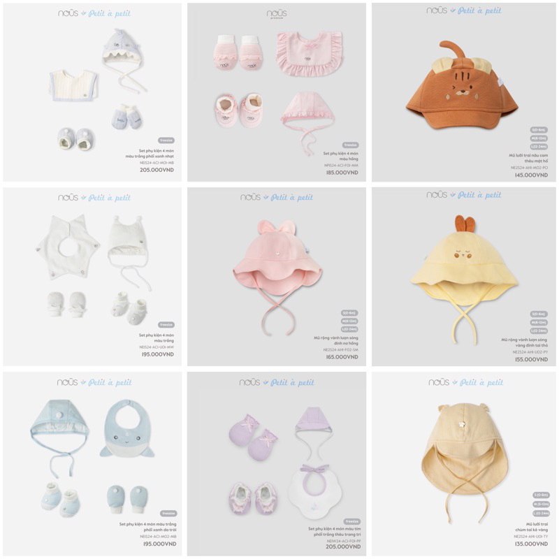 [Nous] Mũ Cho Bé từ sơ sinh đến 18 tháng tuổi Nous chính hãng