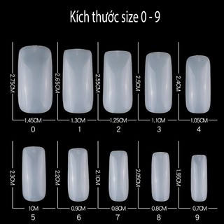 Móng úp chân form dài - hộp 500 móng đủ size
