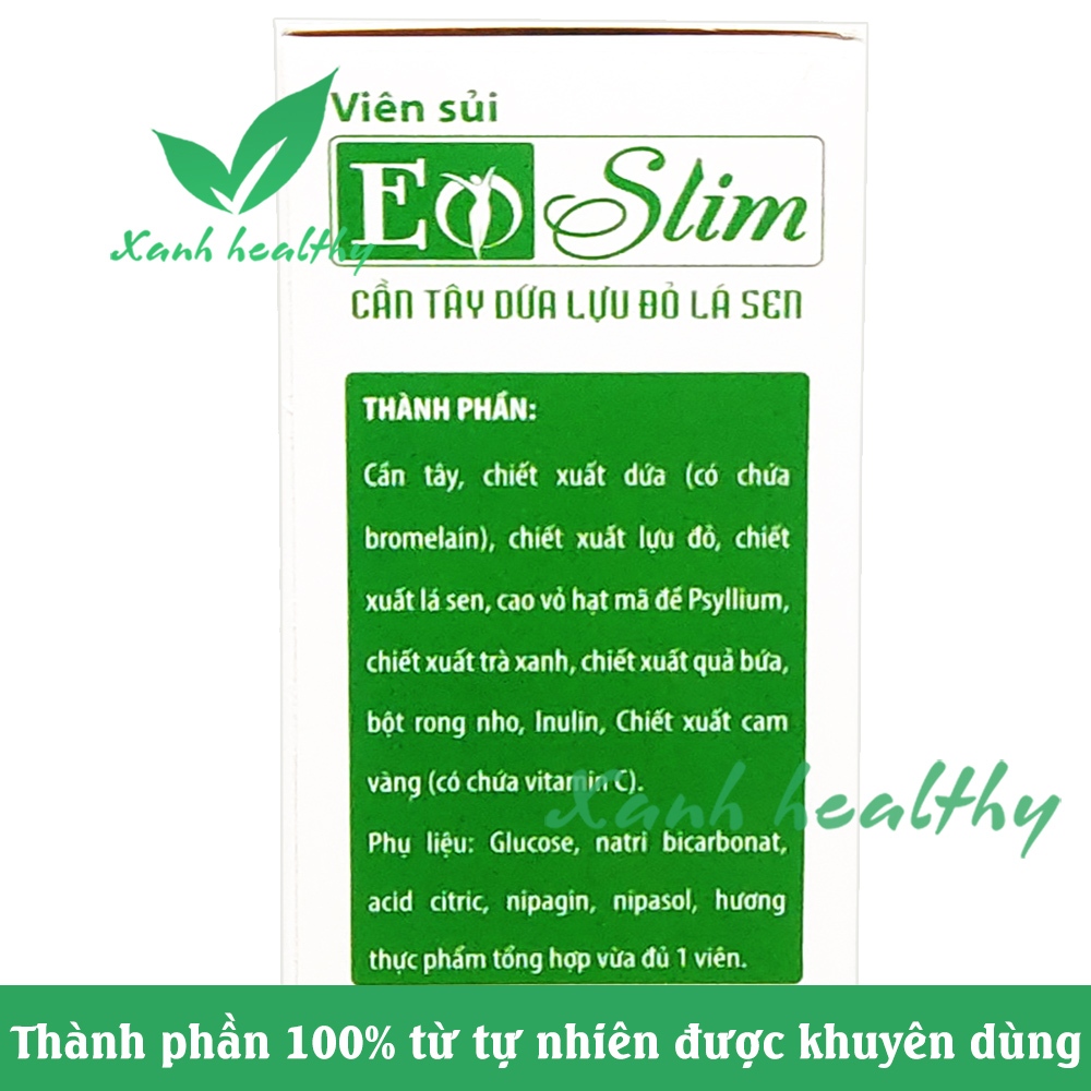 Viên sủi giảm cân ECO Slim cần tây, lá sen - giảm chất béo trong cơ thể, giảm mỡ thừa, giúp đẹp da, giảm nám - 20 viên