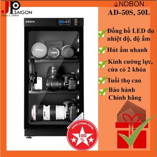 Tủ chống ẩm máy ảnh 50 lít andbon ad-50s loại 2 khay + quà tặng