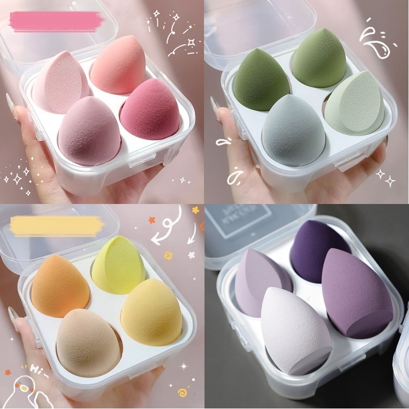 Bộ 4 Mút Trang Điểm Oem Hình Bầu Dục Mềm Mại Dễ Tán Có Đệm Khí