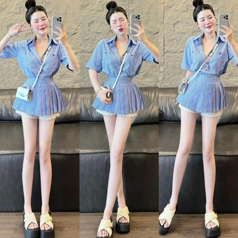 SET VÁY KẺ XẾP LI SƠ MI