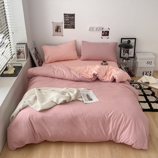 Bộ chăn ga gối Cotton Tici Notag Hồng Baby 4 món ga bo chun theo kích thước