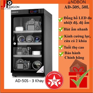 Tủ chống ẩm andbon ad-50s, 50lít -loại 3 khay + da cừu lau lens
