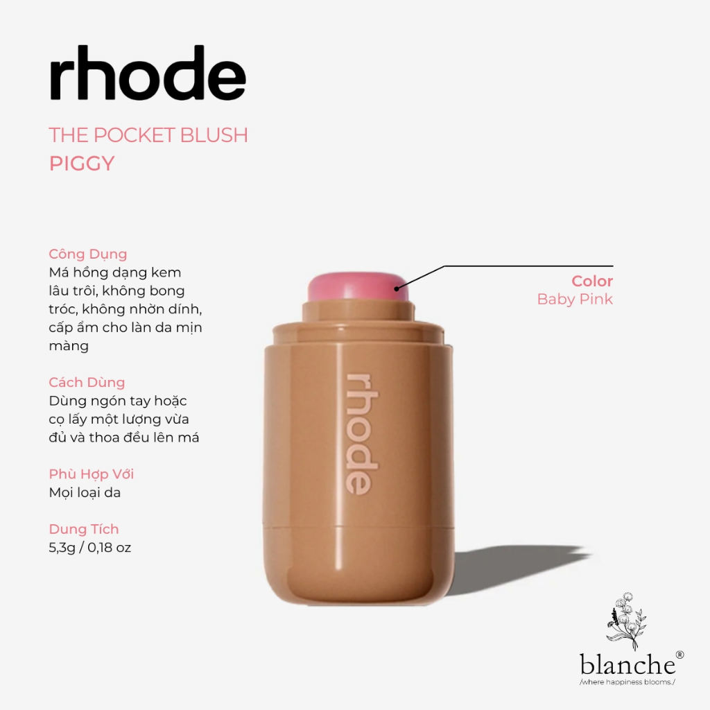 Má Hồng Rhode Pocket Blush 5.3g - Phấn Má Hồng Rhode Blush Dạng Kem Không Mùi Thuần Chay - Bill US - Blanche SkinLab