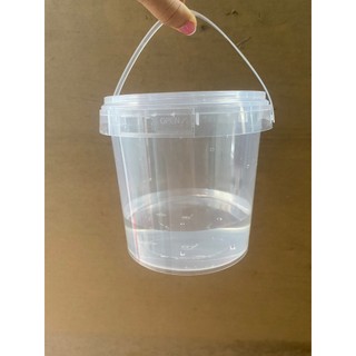  Xô nhựa tròn 1000ml có quai nắp đựng trà sữa hoa quả dầm sản phẩm chất liệu nhựa PP an toàn kín 