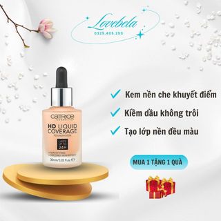 Kem nền  Catrice HD Liquid Coverage Foudation, không trôi, đều màu - chính hãng - Đức, không xuông tone 24h (GIÁ SỐC)