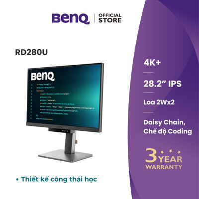 BenQ RD280U_Màn hình máy tính dành cho lập trình  _ 28" 4K+ đèn MoonHalo USB-C Chống chói bảo vệ mắt