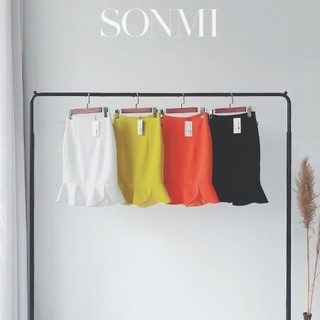  Chân váy đuôi cá ngắn xẻ tà ôm body dáng công sở SONMI Hàn Quốc thiết kế cao cấp màu đen trắng đỏ vàng NAIA MURRAY SK106 