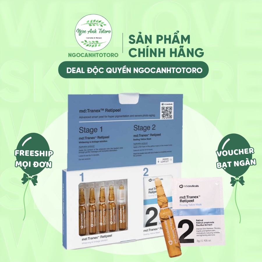[Hàng công ty] Set Thay Da Sinh Học Peel MD:ceuticals MD Tranex Retipeel
