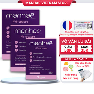Combo 3 hộp Manhae nội tiết tố nữ hỗ trợ điều hoà kinh nguyệt, giảm khô hạn cân bằng sinh lý nữ nhập khẩu Pháp