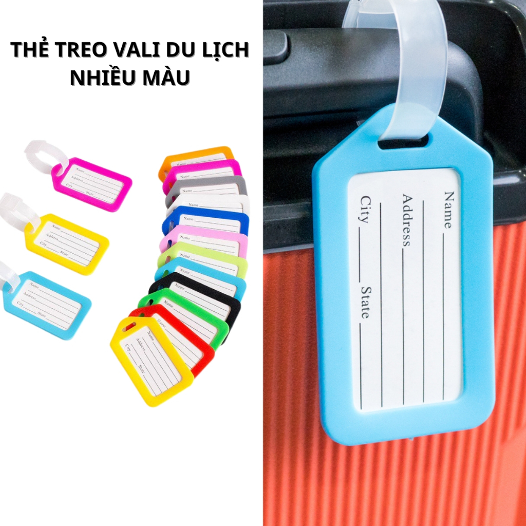 Thẻ, tag treo vali hành lý du lịch chống thất lạc có dây đeo