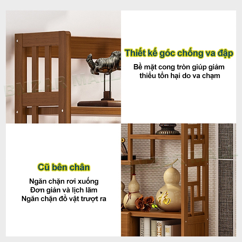 HEINO Kệ Gỗ Tre Trưng Bày Kệ Sách Để Sàn Nhiều Ngăn Hiện ĐạiKệ Để Đồ Decor Phong Cách Vintage Cổ Điển | BigBuy360 - bigbuy360.vn