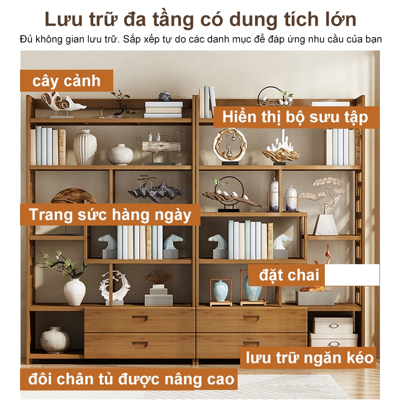 HEINO Kệ Gỗ Tre Trưng Bày Kệ Sách Để Sàn Nhiều Ngăn Hiện ĐạiKệ Để Đồ Decor Phong Cách Vintage Cổ Điển | BigBuy360 - bigbuy360.vn