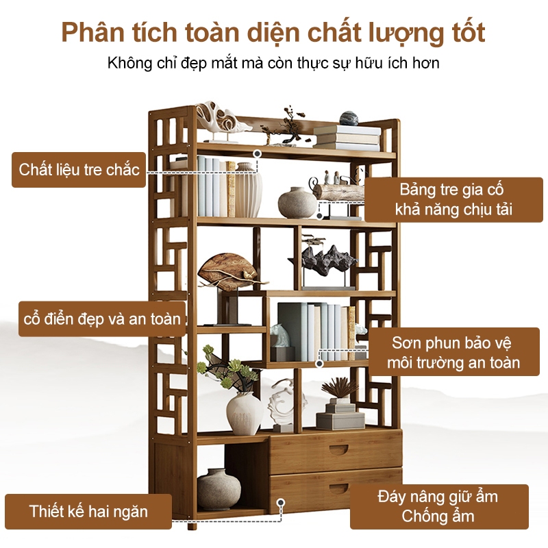 HEINO Kệ Gỗ Tre Trưng Bày Kệ Sách Để Sàn Nhiều Ngăn Hiện ĐạiKệ Để Đồ Decor Phong Cách Vintage Cổ Điển | BigBuy360 - bigbuy360.vn