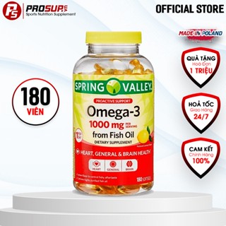Spring Valley Omega 3 1000mg (180 Viên) Viên Dầu Cá Siêu Cô Đặc Vị Chanh 180 Viên