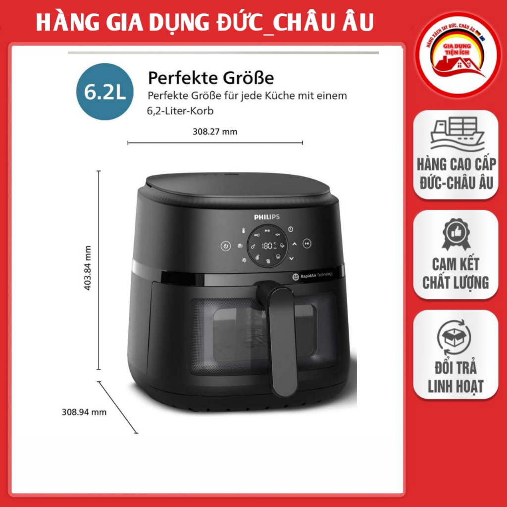 Nồi chiên không dầu Philips NA230/00 6.2L Airfryer Series 2000 - Nhập Đức
