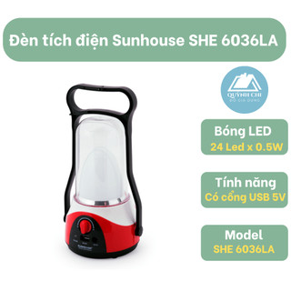 Đèn tích điện đa năng SUNHOUSE - Model: SHE - 6036LA  - Chính hãng SUNHOUSE - Bảo hành 12 tháng.