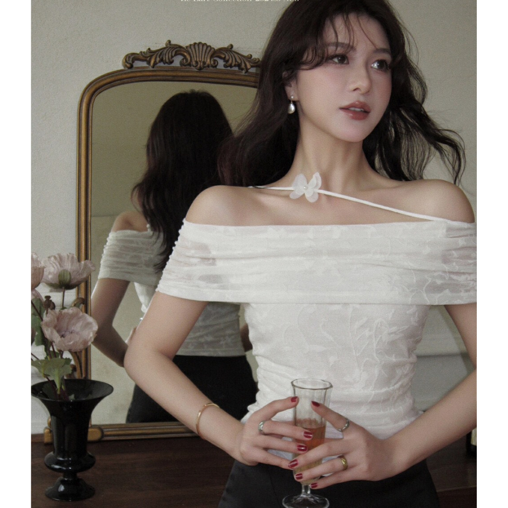 (QC loại 1) Áo Trễ Vai Có Nơ Xinh Xắn, Áo Trễ Vai Ôm Body, Áo Trễ Vai Dành Cho Nữ KARA 527- Vải thun ren co giãn, 2 lớp | BigBuy360 - bigbuy360.vn